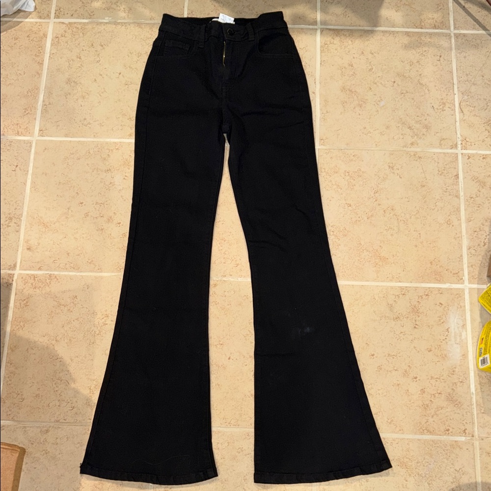 Encore Jeans Classic Black Trousers High Rise Flare Leg